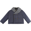 Crulli Sherpa Collar Double Breasted Jacket, Dark Spruce - Jackets - 1 - thumbnail