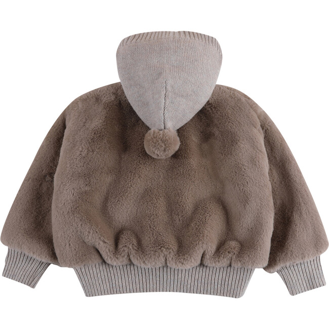 Birie Sherpa Pom Pom Hooded Zipper Jacket, Taupe Teddy - Jackets - 2