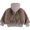 Birie Sherpa Pom Pom Hooded Zipper Jacket, Taupe Teddy - Jackets - 2