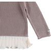 Irene Pleated Neck Ruffle Hem Sweater, Lilac - Sweaters - 7