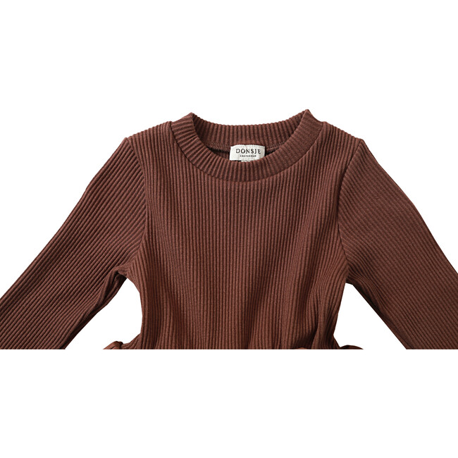Furre Knit Bodice Gathered Skirt Dress, Mahogany - Dresses - 3