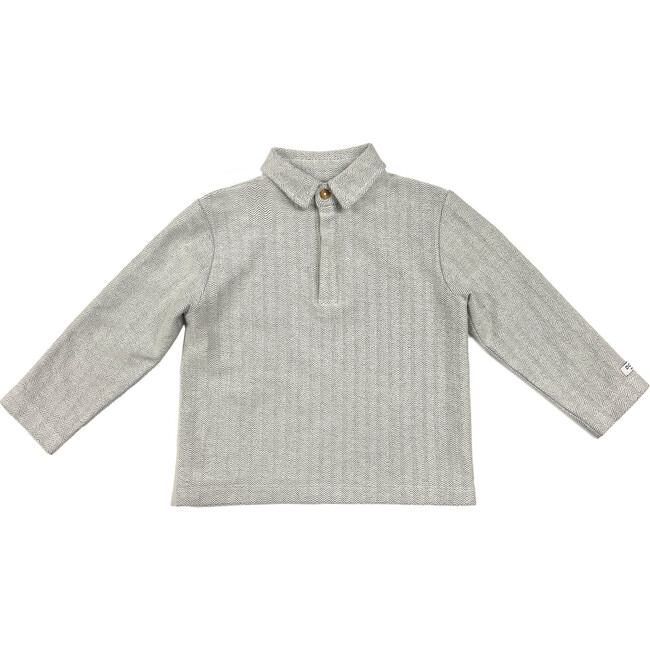 Bartus Polo Collar Long Sleeve Shirt, White Sand Melange