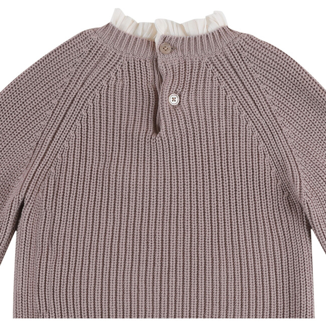 Irene Pleated Neck Ruffle Hem Sweater, Lilac - Sweaters - 8