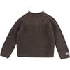 Dawi Ribbed Close Neck Raglan Sleeve Sweater, Espresso Melange - Sweaters - 1 - thumbnail