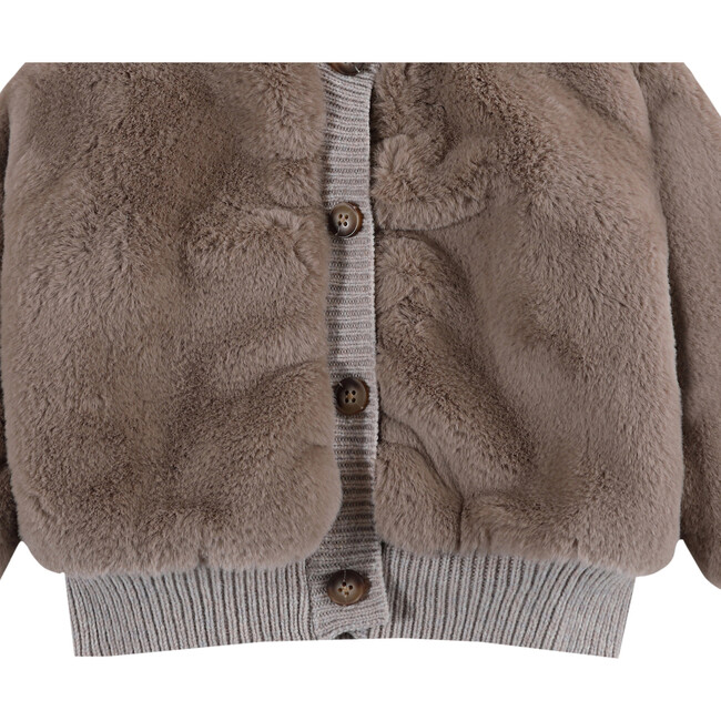 Birie Sherpa Pom Pom Hooded Zipper Jacket, Taupe Teddy - Jackets - 4