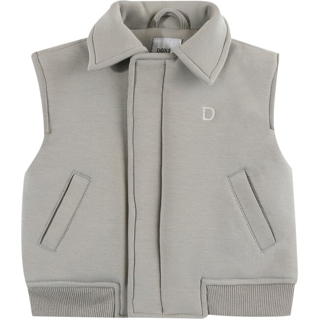 Baby Druun Slant Pocket Zipper Gilet, Dusty Green