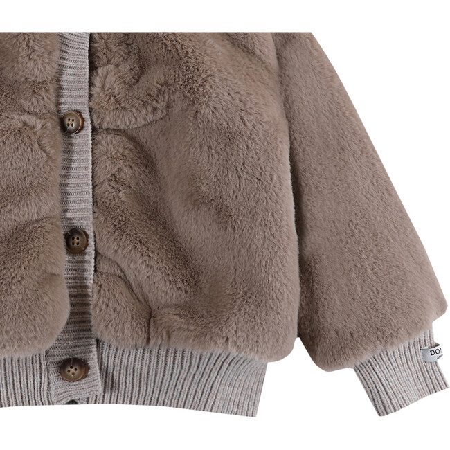 Birie Sherpa Pom Pom Hooded Zipper Jacket, Taupe Teddy - Jackets - 5