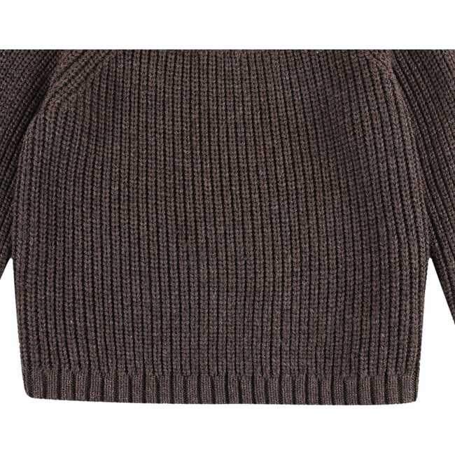 Dawi Ribbed Close Neck Raglan Sleeve Sweater, Espresso Melange - Sweaters - 6