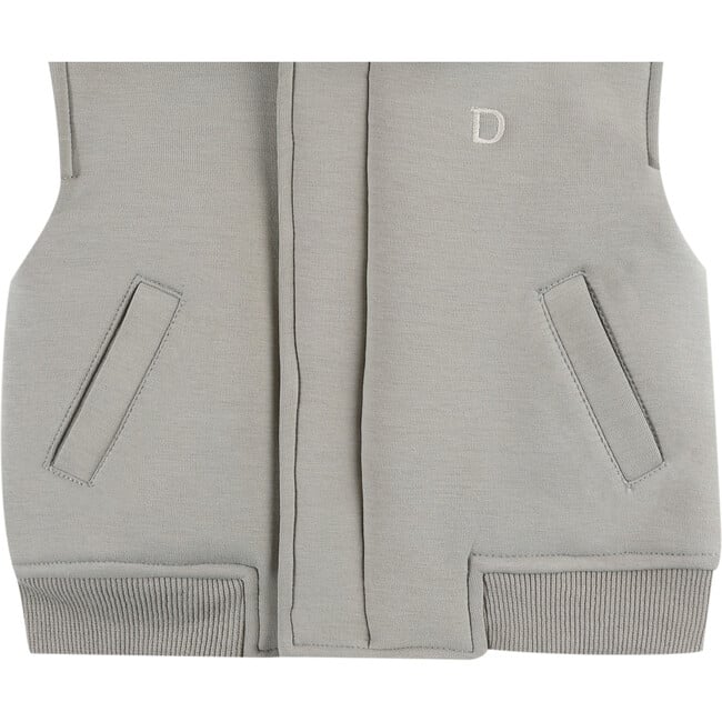 Baby Druun Slant Pocket Zipper Gilet, Dusty Green - Vests - 4