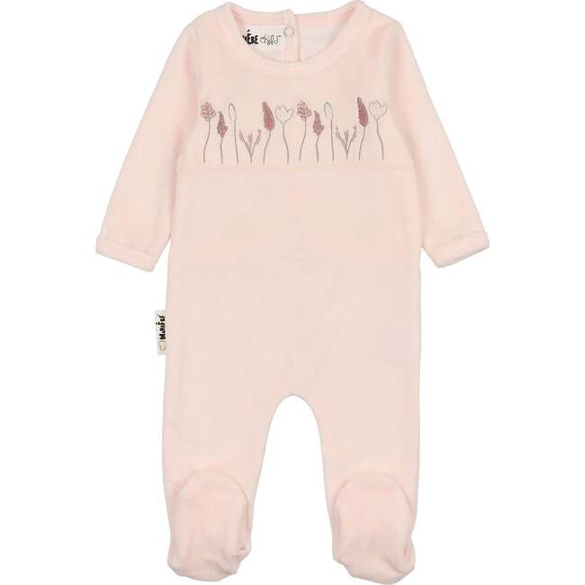 Winter Garden Embroidered Long Sleeve Footie, Powder Pink - Footie Pajamas - 1