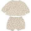 Winter Forest Long Puff Sleeve Top & Short 2-Piece Set, Ivory - Mixed Apparel Set - 1 - thumbnail