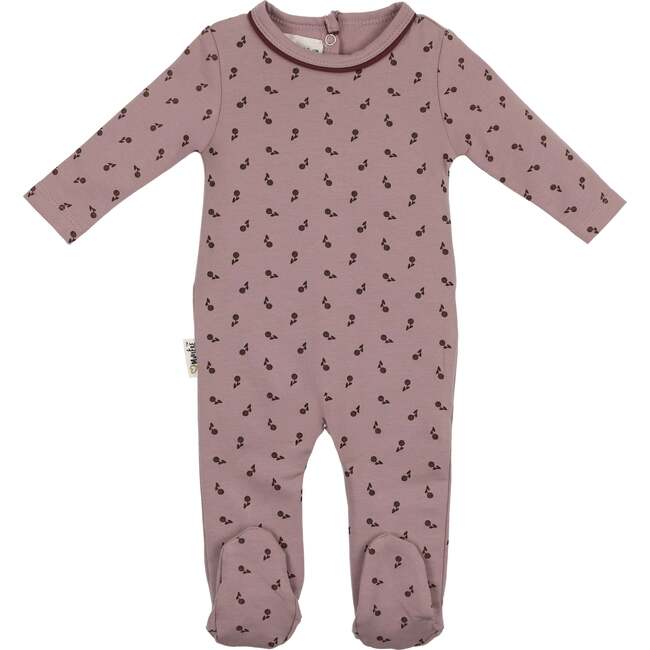 Winter Berries Round Neck Long Sleeve Footie, Mulberry