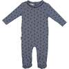 Winter Berries Round Neck Long Sleeve Footie, Dusty Blue - Footie Pajamas - 1 - thumbnail