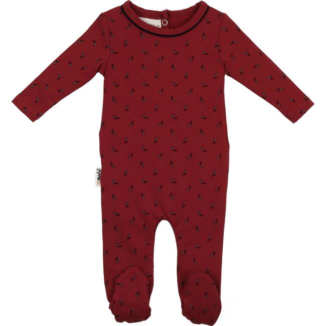 Winter Berries Round Neck Long Sleeve Footie, Bordeaux