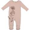 Watercolor Floral Round Neck Long Sleeve Footie, Mauve - Footie Pajamas - 1 - thumbnail