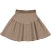 Waffle Knit Tiered Yoke Ribbed Waist A-Line Short Skirt, Taupe - Skirts - 1 - thumbnail