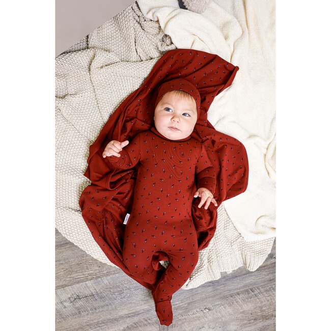 Winter Berries Round Neck Long Sleeve Footie, Bordeaux - Footie Pajamas - 3