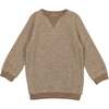 Waffle Knit Sparkle Crew Neck Relaxed Fit Sweater, Taupe - Sweaters - 1 - thumbnail