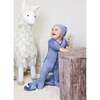 Waffle Round Neck Long Sleeve Snap Footie, Dusty Blue - Footie Pajamas - 2