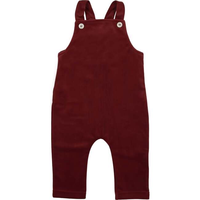 Velvet Butter Shoulder Strap Overalls, Burgundy - Rompers - 1