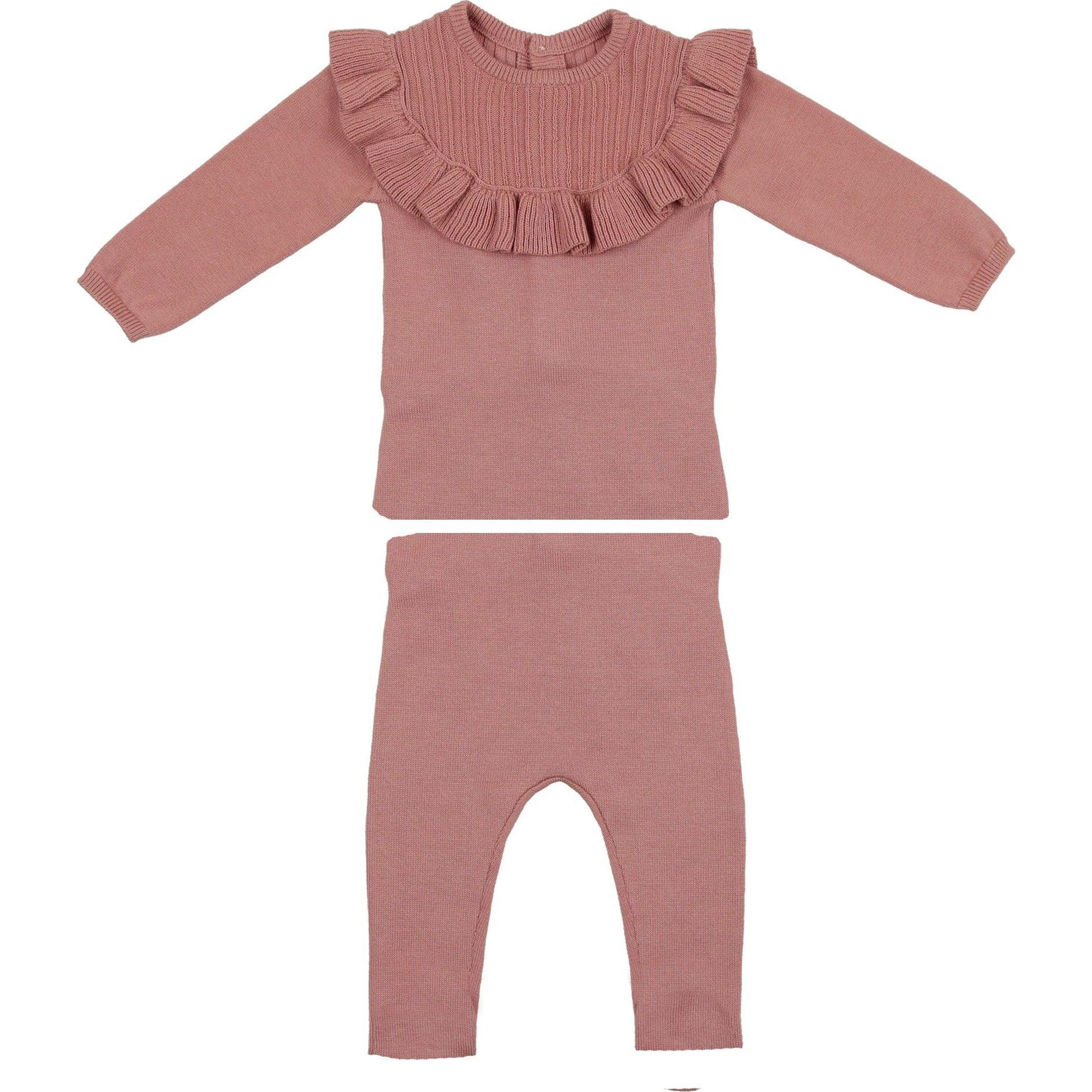 Mauve Yoke Collar Knit Set
