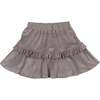 Velour Tired Ruffle A-Line Short Skirt, Grey - Skirts - 1 - thumbnail