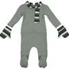 Winter Striped Long Sleeve Footie, Olive - Footie Pajamas - 1 - thumbnail