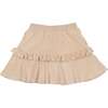 Velour Tired Ruffle A-Line Short Skirt, Cream - Skirts - 1 - thumbnail