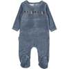 Winter Garden Embroidered Long Sleeve Footie, Royal Blue - Footie Pajamas - 1 - thumbnail