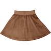 Velour Ribbed Waist A-Line Short Skirt, Taupe - Skirts - 1 - thumbnail