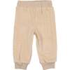 Velour Ribbed Waist & Cuff Crew Pants, Cream - Sweatpants - 1 - thumbnail