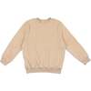 Velour Crew Neck Ribbed Cuff Long Sleeve Shirt, Cream - Sweaters - 1 - thumbnail