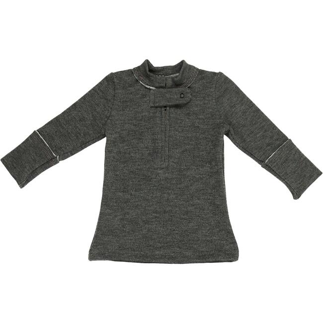 Unisex Cotton Cashmere Zipper Henley Shirt, Heather Charcoal