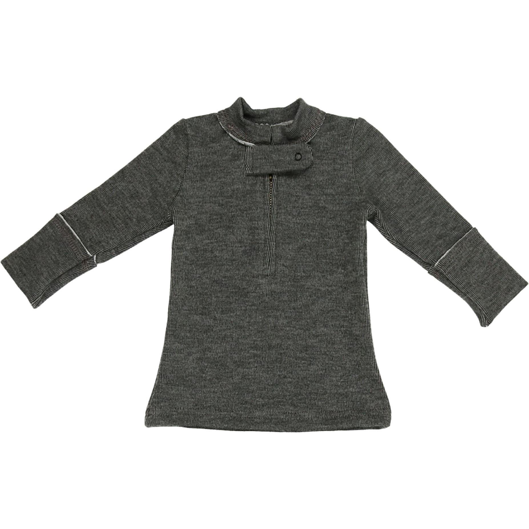 Unisex Montee Zipper Henley Shirt, Heather Charcoal - T-Shirts - 1