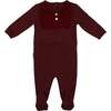 Velour Bib Girls Long Sleeve Footie, Burgundy - Footie Pajamas - 1 - thumbnail