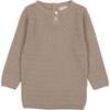 Tiny Tiles Knit Crew Neck Henley Sweater, Taupe - Sweaters - 1 - thumbnail