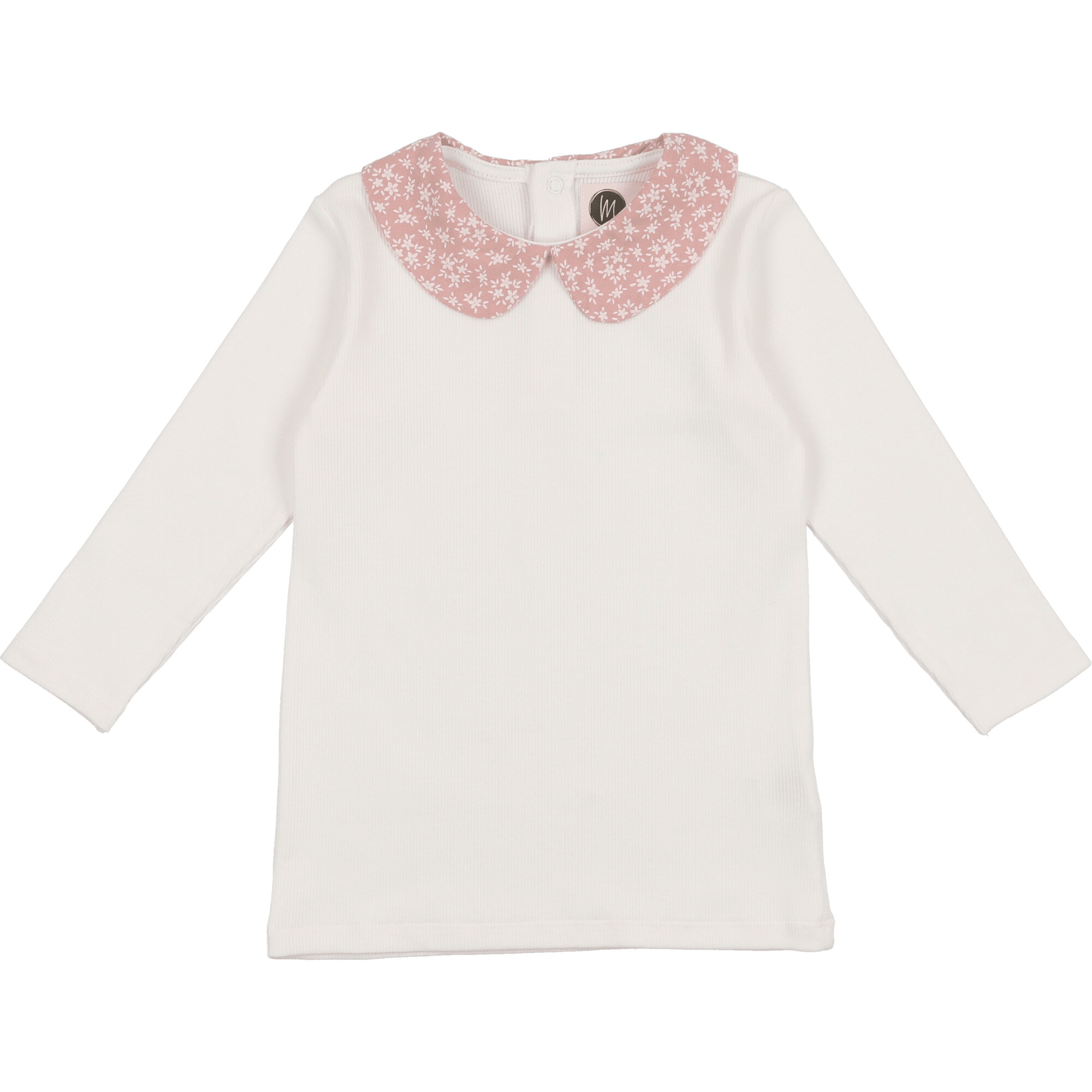 Textured Floral Peter Pan Collar Long Sleeve Shirt, Mauve - Shirts - 1