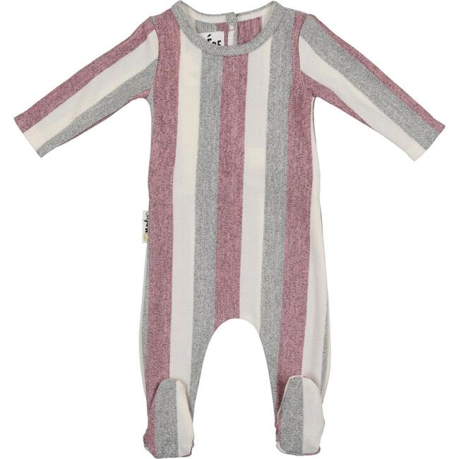 Striped Sweater Knit Long Sleeve Footie, Mauve