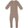 Tiny Tiles Knit Crew Neck Henley Long Sleeve Footie, Taupe - Footie Pajamas - 1 - thumbnail