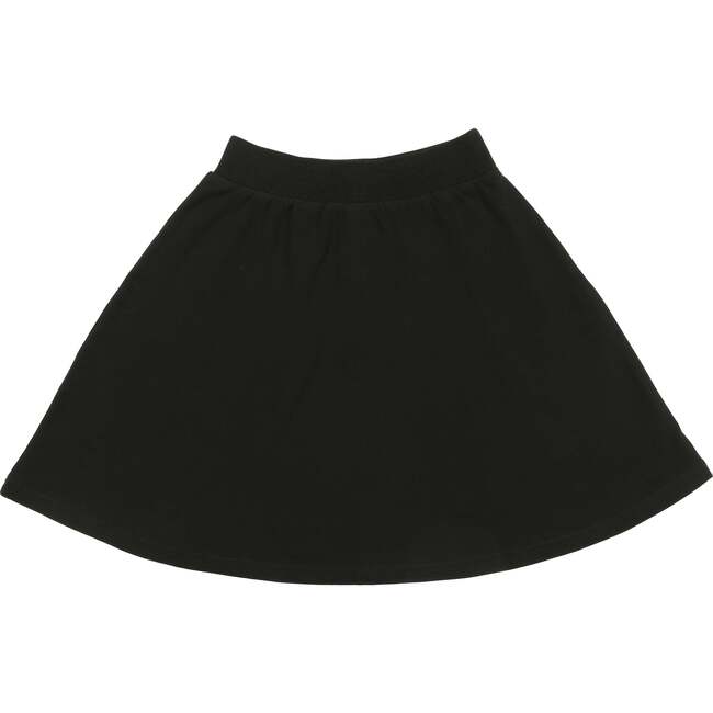 Super Bubble Ribbed Waist A-Line Short Skirt, Black