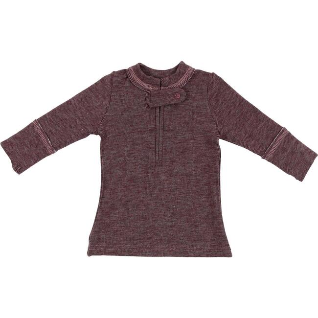 Unisex Cotton Cashmere Zipper Henley Shirt, Burgundy