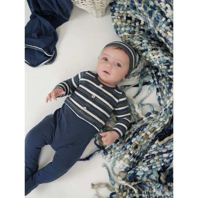 Striped Sweater Long Sleeve Footie, White & Blue - Footie Pajamas - 2