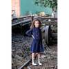 Super Bubble Ribbed Waist A-Line Short Skirt, Navy - Skirts - 2