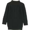 Split Style Knit Mao Collar Crew Fit Sweater, Black - Sweaters - 1 - thumbnail