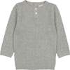 Tiny Tiles Knit Henley Collar Crew Fit Sweater, Grey - Sweaters - 1 - thumbnail