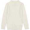 Split Style Knit Mao Collar Crew Fit Sweater, White - Sweaters - 1 - thumbnail