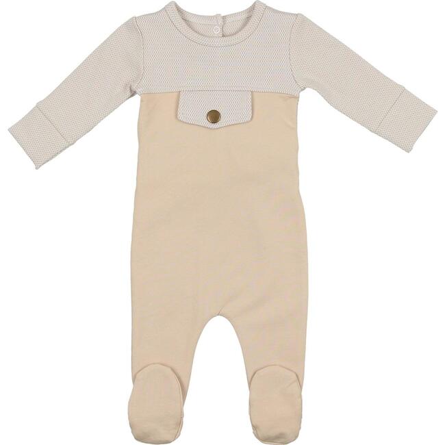 Snap Pocket Long Sleeve Footie, Tan