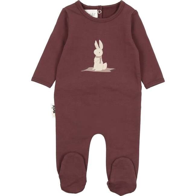 Snow Bunny Round Neck Long Sleeve Footie, Berry