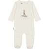 Snow Bunny Round Neck Long Sleeve Footie, White & Mauve - Footie Pajamas - 1 - thumbnail