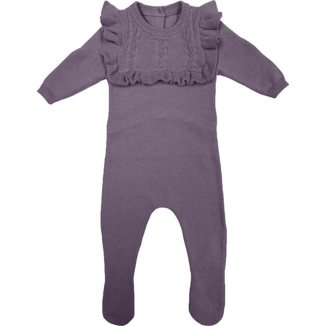 Ruffle Bib Long Sleeve Footie, Lavender